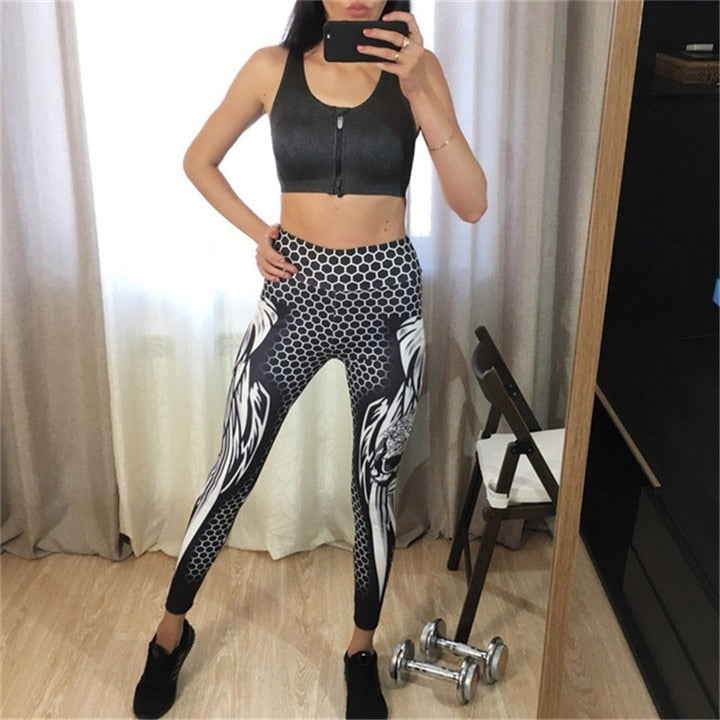 Honeycomb Skull Fitness Leggings for Wome Honeycomb Skull Fitness Leggings for Wome